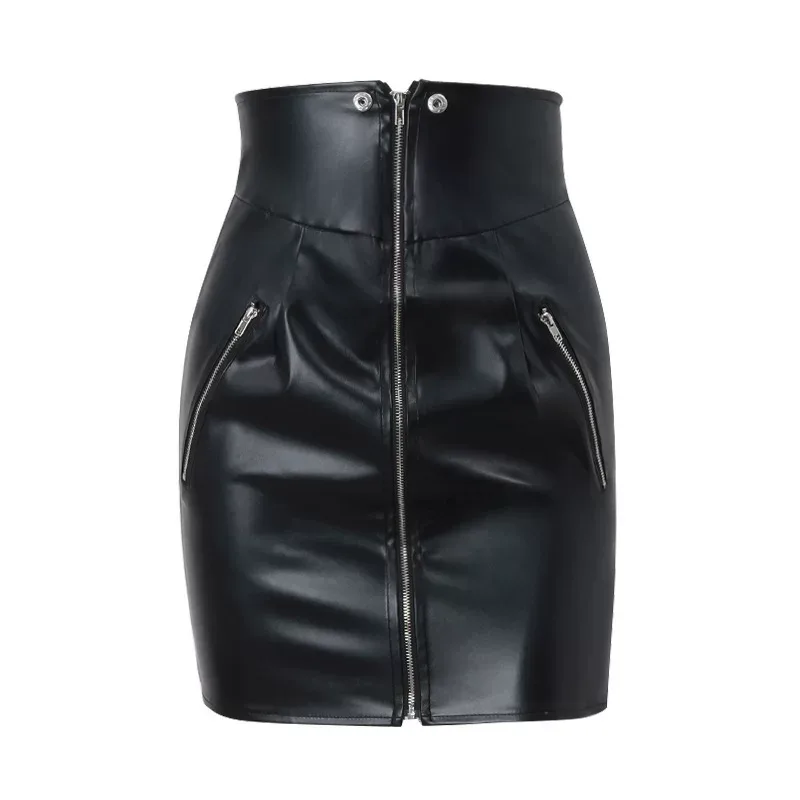 PU Leather Mini Skirt for Women Slim Fit Zipper Closure Stylish Design Perfect for Autumn Fashio
