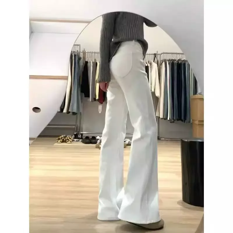 White Low Rise Flared Jeans for Women Vintage Loose Fit Spring Fashion low MOQ customizable