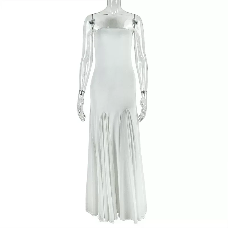 A Line Strapless Dress Sheer Design Waist Defining Slim Fit Casual or Party Wear Wholesale Avail