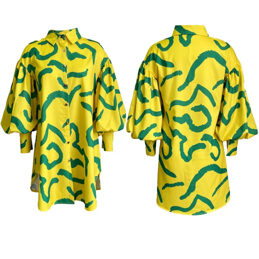 Loose Fit Floral Print Shirt Dress Plus Size Elegant Collar Comfortable Fabric Casual Office Wea