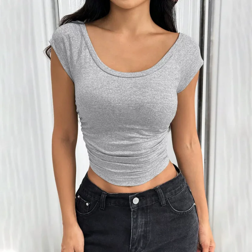 Womens Slim Fit Short Sleeve T Shirt Minimalist Design Versatile Summer Style Comfortable Fabric