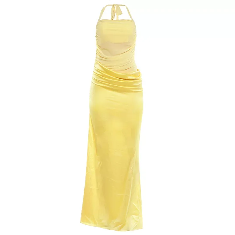 Bodycon Backless Dress Sheer Mesh Fabric Summer Party Wear Available in Yellow Pink Purple Sizes S M L