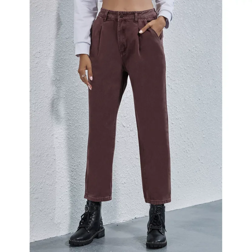 High Waisted Straight Leg Jeans Fashionable Design Comfortable Fit Versatile Style Autumn Winter