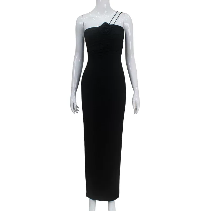 Elegant Floral Ruched Bodycon Dress French Style Sexy Silhouette Sleeveless Soft Fabric Perfect