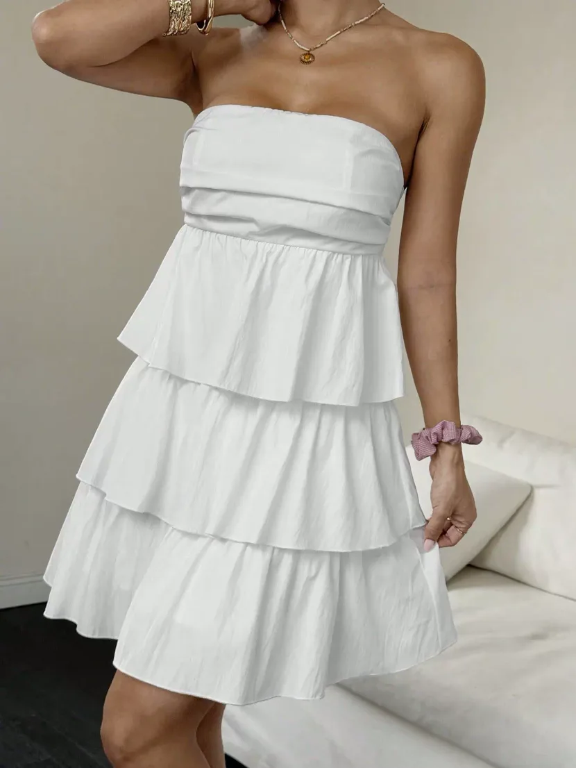 Strapless Layered Maxi Dress Summer Sexy Elegant Perfect for Parties and Events Ready to Ship