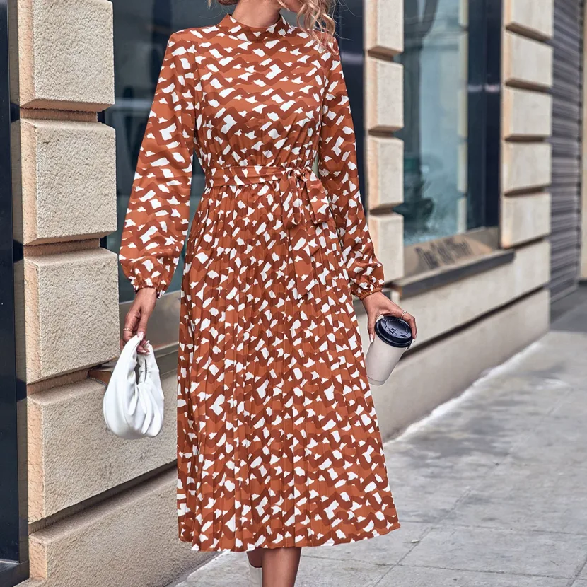 Fashionable Floral Print Tie Back Dress Womens Casual Wear Trendy Design Comfortable Fabric Perf