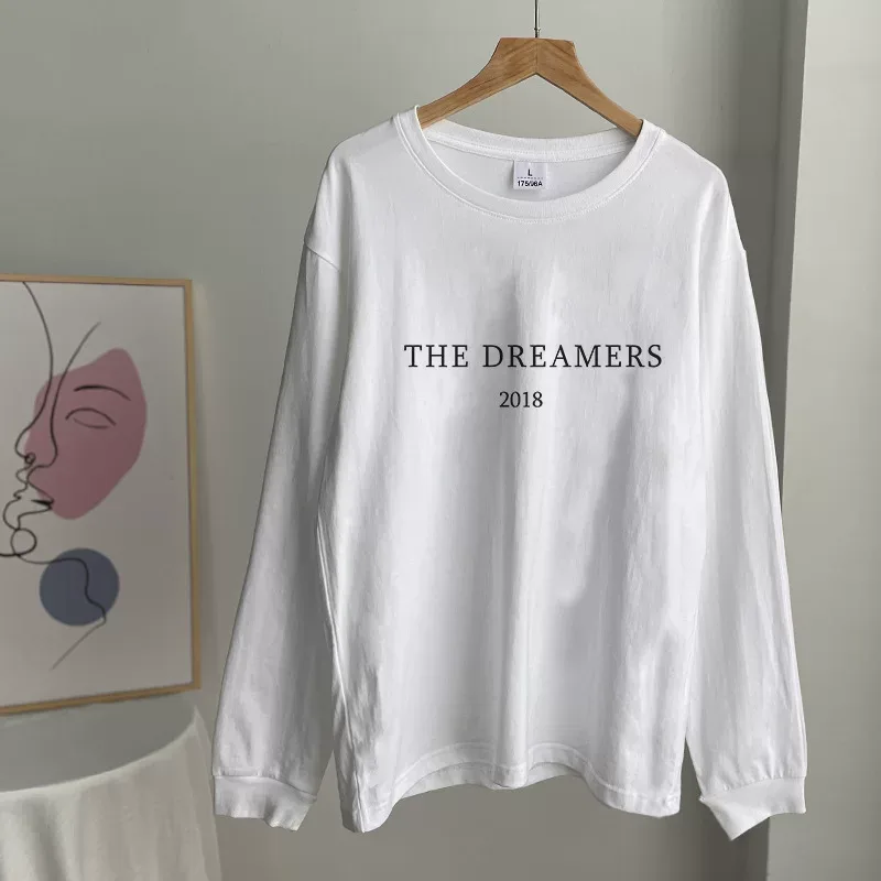 Womens Vintage Graphic T Shirt Casual Style Round Neck Long Sleeve Loose Fit Cotton Perfect for