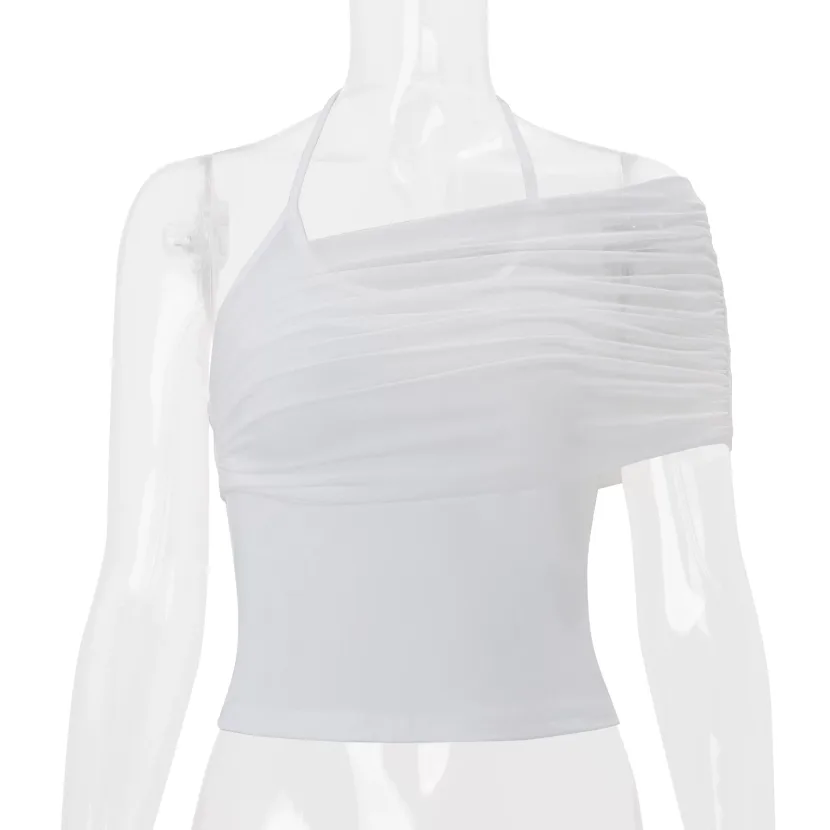 Womens Summer Top Stylish Color Block Design Sheer Mesh Insert Casual Wear Wholesale Available
