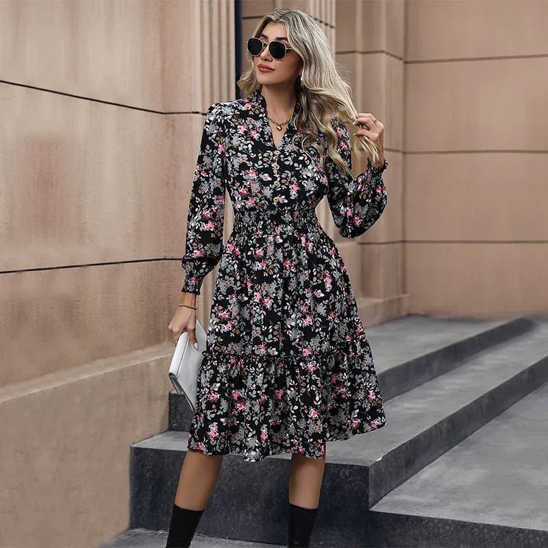 French Country Style Long Sleeve Dress Elegant Design Spring and Autumn Fashion Wholesale Availa