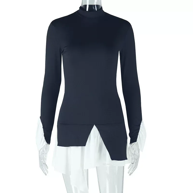 A Line Dress Sweet and Fresh Style Flared Sleeves Ruffle Hem Casual Wear for Women Wholesale Ava