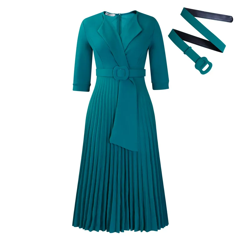 Plus Size African Dress Stylish Suit Collar Pleated Waist Design Fall Winter Collection Wholesal