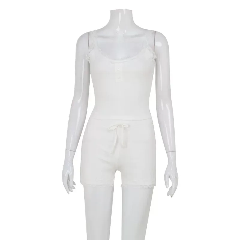 Lace Camisole and Shorts Set Summer Casual Style Minimalist Design for Women Wholesale Available