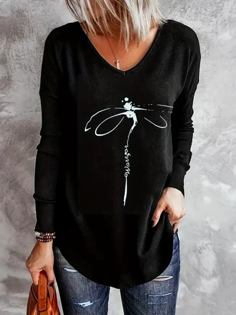 Womens Loose Fit Long Sleeve T Shirt V Neck Bamboo Fabric Summer Style Wholesale Available custo
