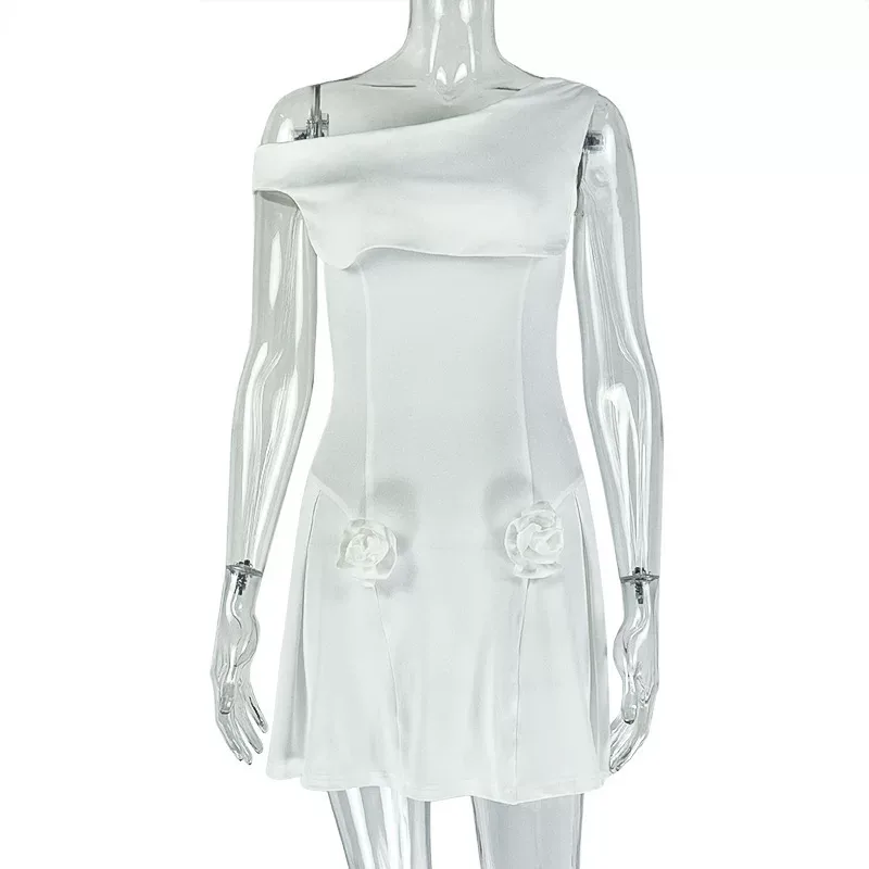 A Line Dress Waist Defining Pleated Asymmetrical Neckline Fashionable Casual Wear Wholesale Avai