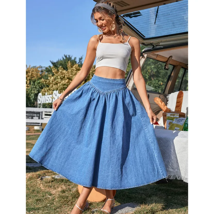 A Line Denim Skirt for Women Trendy Design Comfortable Fit Versatile Style Perfect for Casual Ou