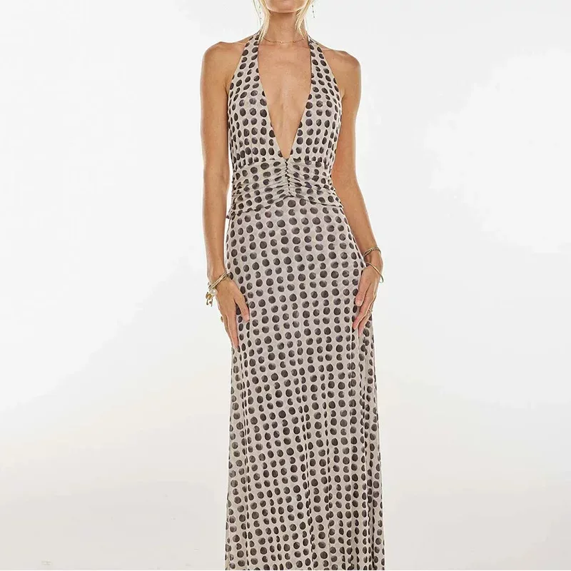 Summer Maxi Dress for Women Fashionable Floral Print Halter Neck Design Ideal for Vacation Wear Wholesale Available Summer Maxi Dress for Women Fashionable Floral Print Halter Neck Design Ideal for Vacation Wear Wholesale Available