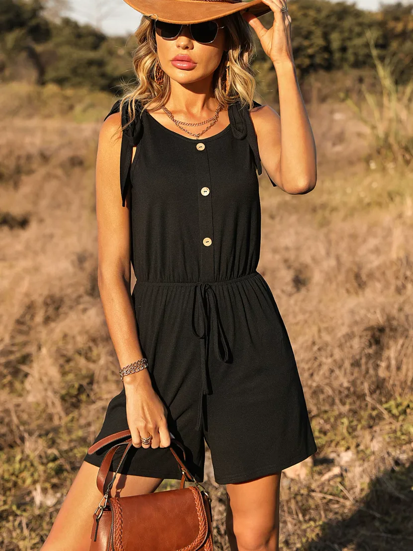 Summer Womens Jumpsuit Short Sleeve Casual Fit Comfortable Fabric Perfect for Beach or Outdoor E