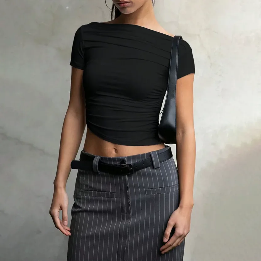Slim Fit Asymmetrical Top Sexy Design Trendy Style Comfortable Fabric Perfect for Night Out or C