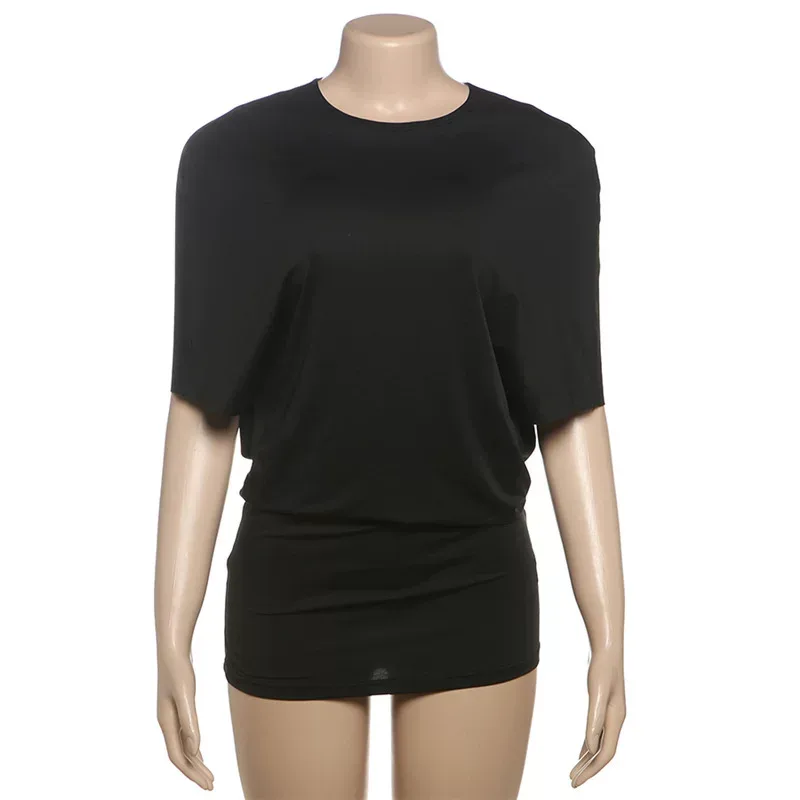 Summer Womens Dress Fashionable Sexy Short Sleeve Round Neck Solid Color Backless Bodycon Style