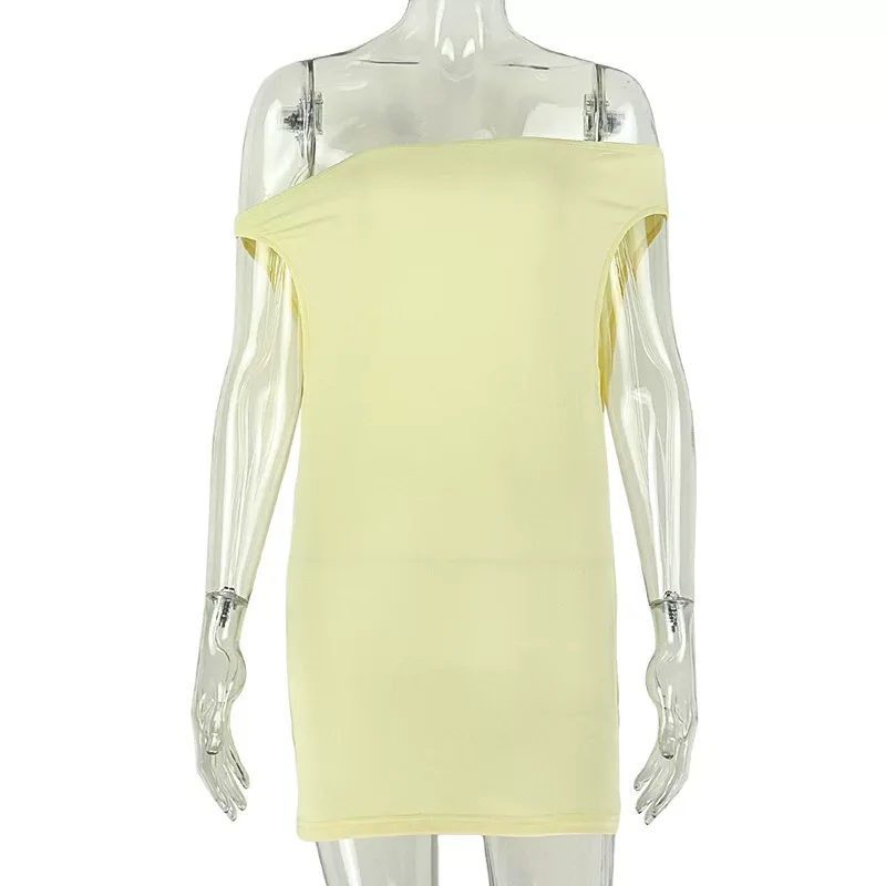 Elegant Womens Bodycon Dress Solid Color Off Shoulder Sleeveless Chic Style Perfect for Parties