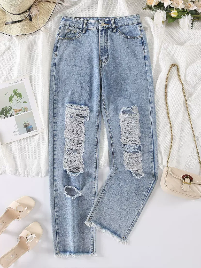 High Waisted Straight Leg Jeans Womens Denim Trousers Casual Wear for All Seasons Wholesale Avai
