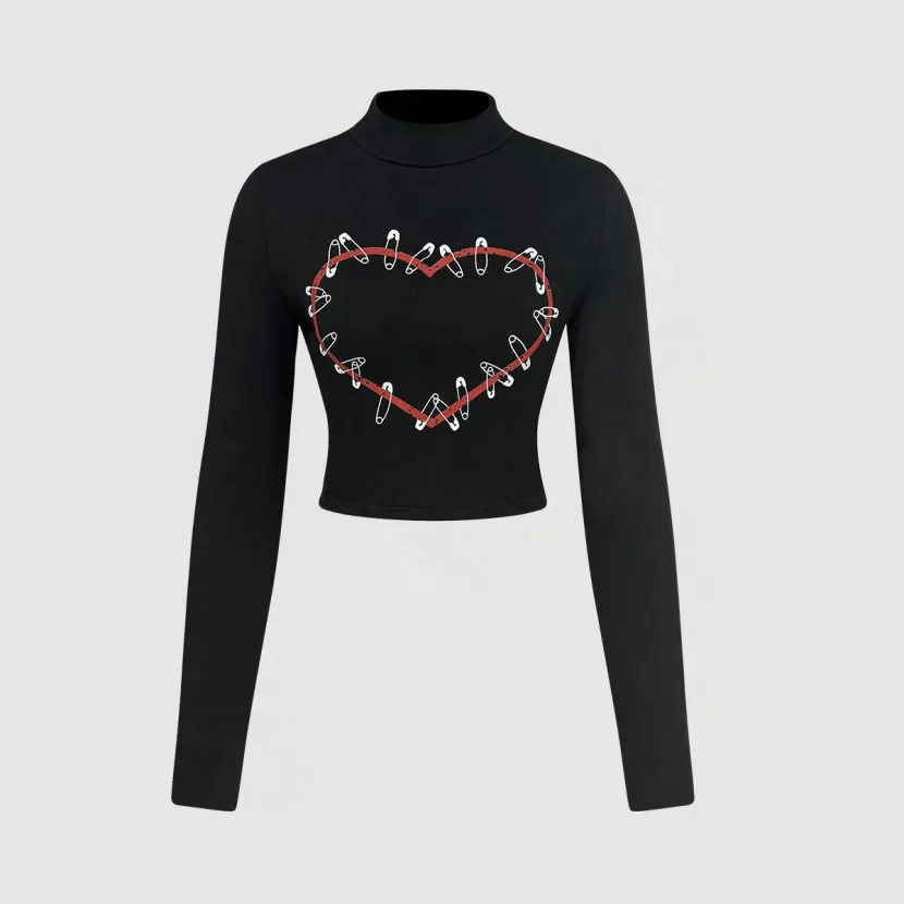 Womens Cropped T Shirt Slim Fit Floral Print Stylish Design Spring Fall Streetwear Wholesale Ava