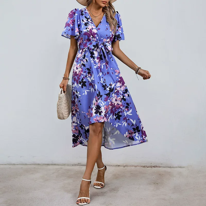 Floral Print Dress Sweet Elegant Colorful Perfect for Vacation and Summer Events Wholesale Avail