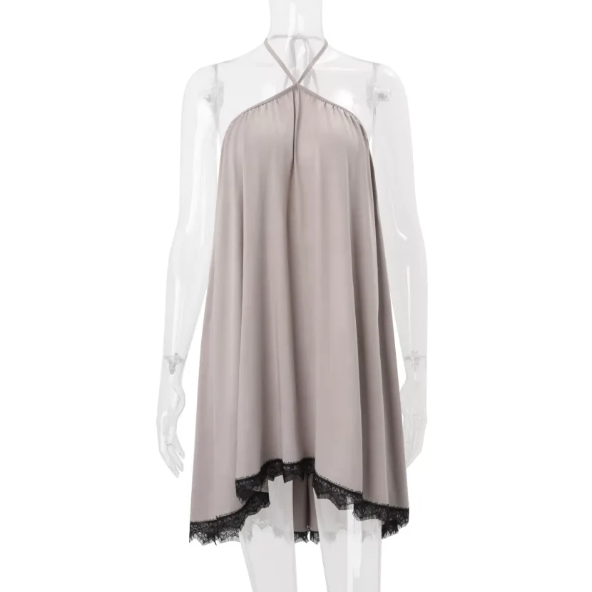 Summer Satin Off Shoulder Dress Sexy Backless Loose Fit Deep V Neck Elegant Evening Wear Wholesa