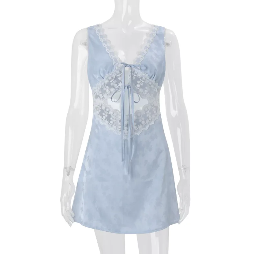 Lace Trimmed Sheer Slip Dress Sweet Elegant Feminine Style Perfect for Spring Occasions Wholesal