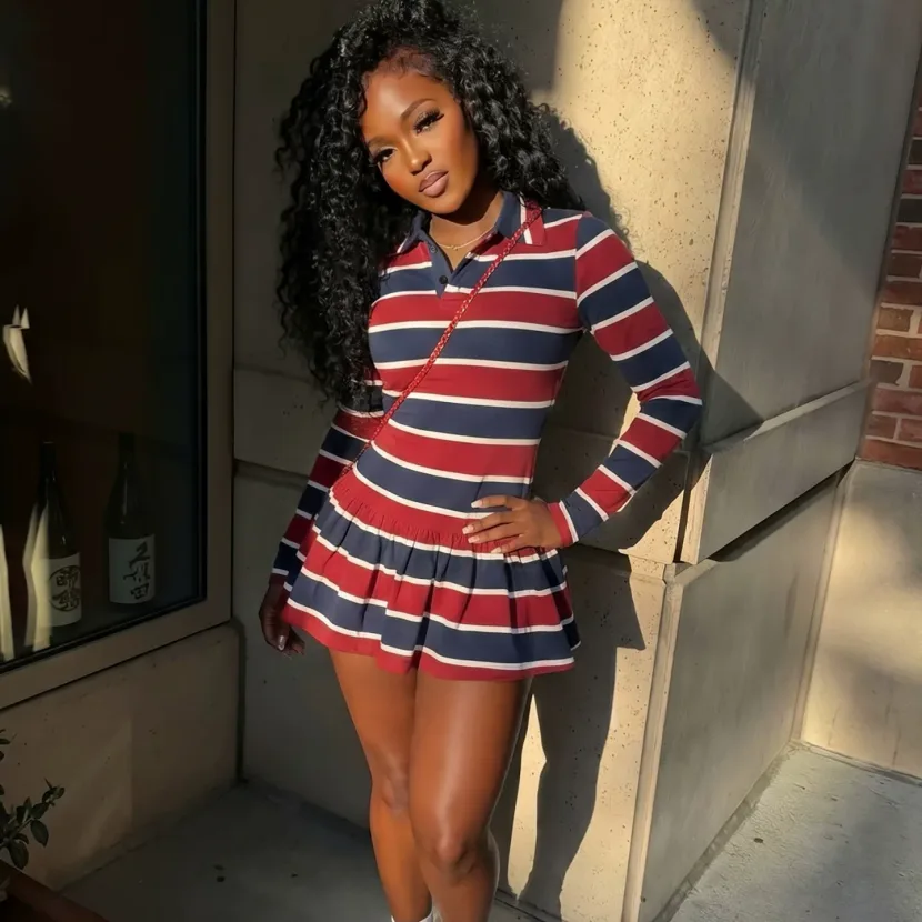 Vintage Striped Long Sleeve Dress Stylish Trendy Comfortable Autumn Fashion for Women Wholesale Available Vintage Striped Long Sleeve Dress Stylish Trendy Comfortable Autumn Fashion for Women Wholesale Available