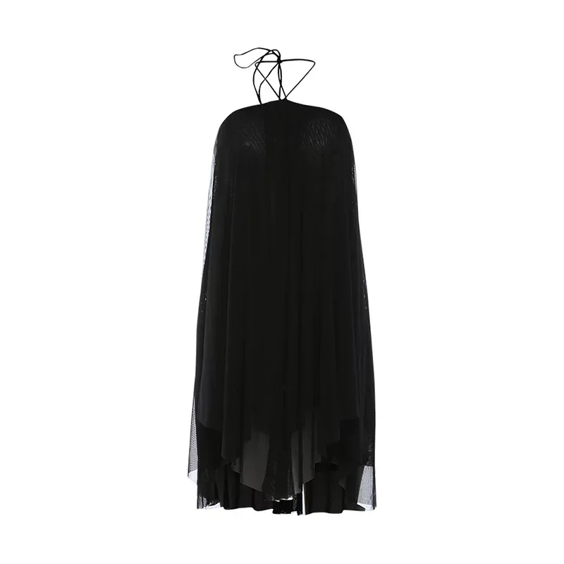 Chic Backless Halter Dress Loose Fit Solid Color Sexy Design Perfect for Autumn and Winter Whole