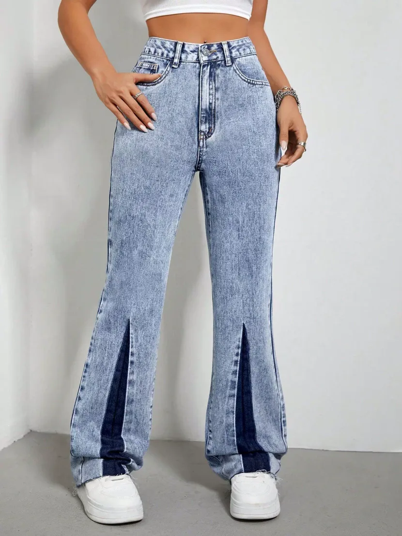 High Waisted Wide Leg Denim Pants Loose Fit Floor Length Casual Style Perfect for Everyday Wear