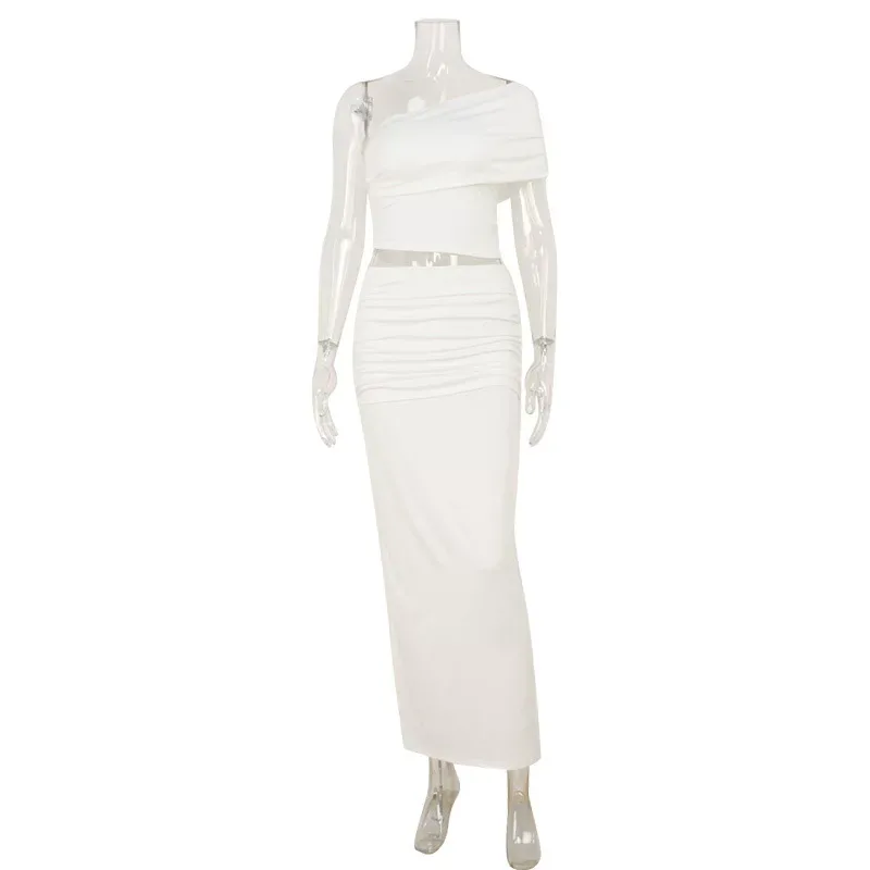 Sexy One Shoulder Crop Top and High Waisted Skirt Set Elegant Design Premium Fabric Perfect for