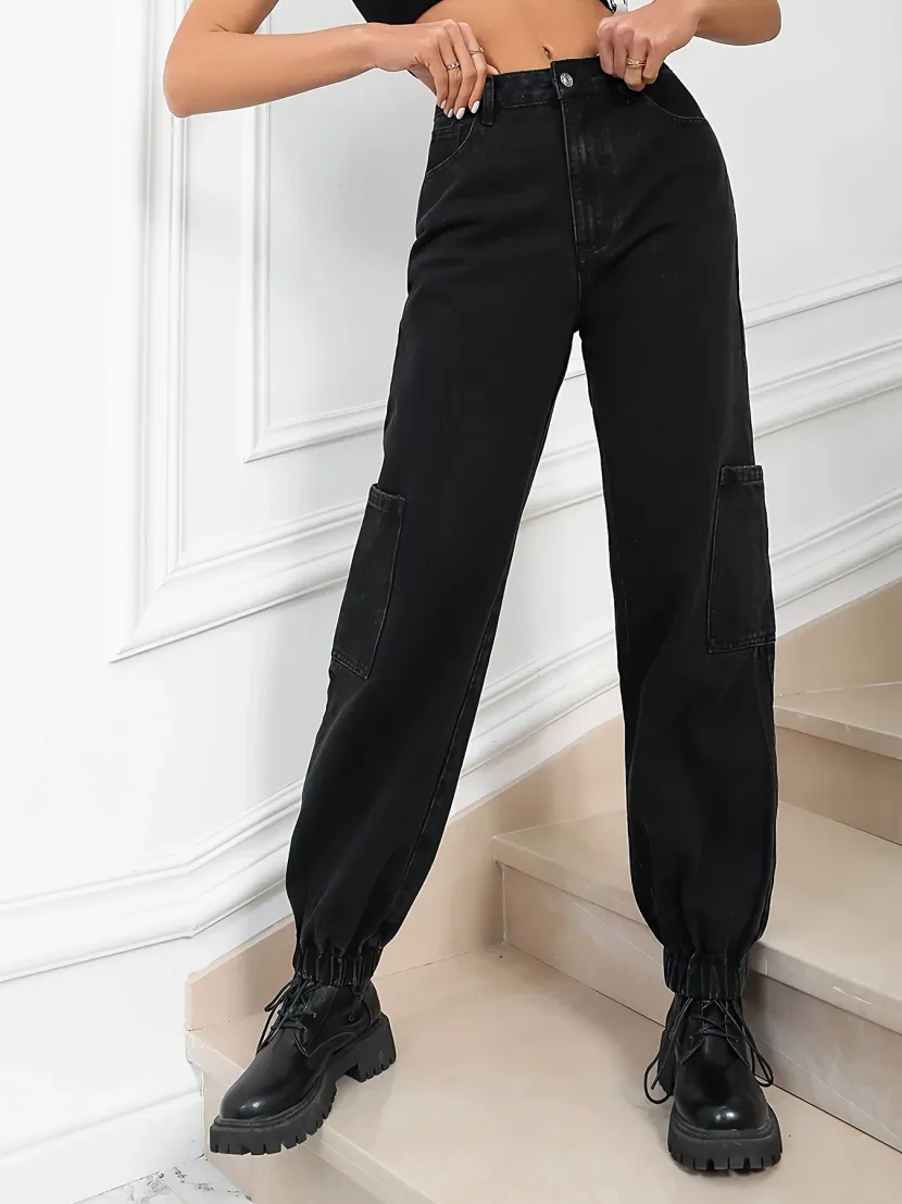 Womens Casual Slim Fit Multi Pocket Denim Trousers European and American Style Perfect for Every