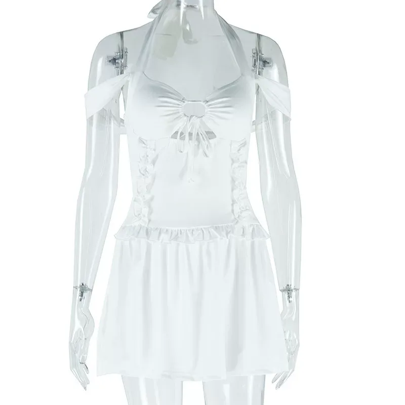 Casual Womens Dress Solid Color Sexy Fit Halter Neck Short Length Street Style for Summer Wholes