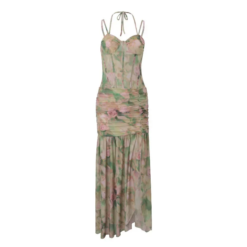 Womens High Waisted Floral Print Maxi Dress Sexy Sleeveless Split Design Perfect for Spring Vaca