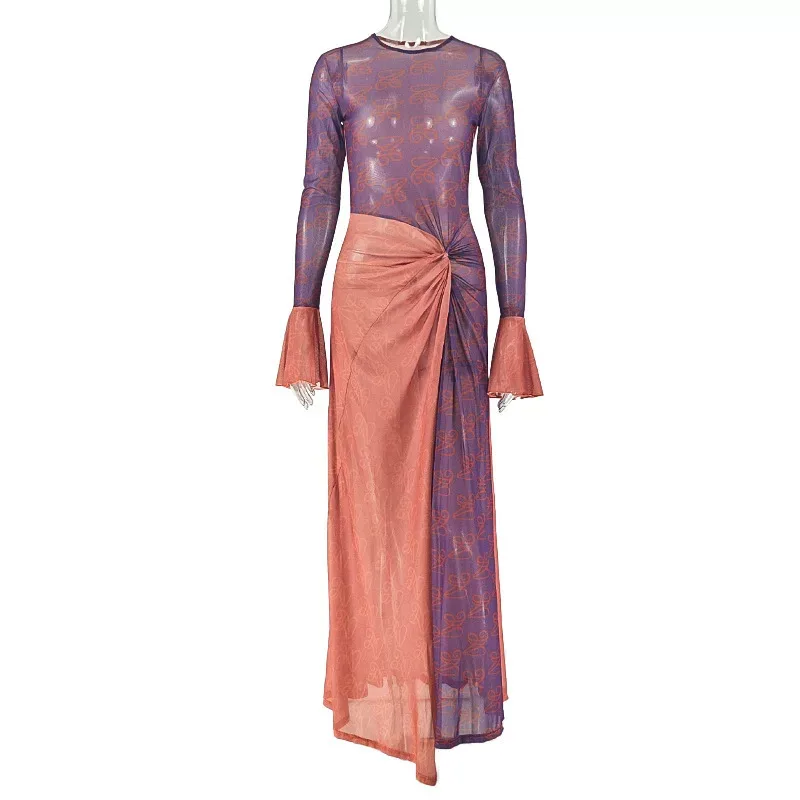 Slim Fit Womens Dress Lightweight Comfortable Sheer Irregular Hem Side Slit Casual or Evening We