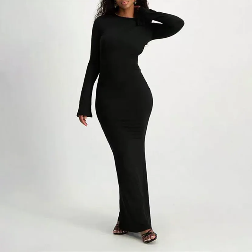 Elegant Backless Bodycon Maxi Dress Sexy European Style Spring Summer Fashion Wholesale Availabl