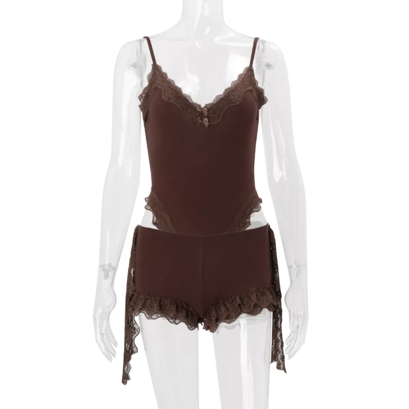 Womens Lace Trim Sexy Cami Romper American Style Spring Collection Trendy Design Wholesale Avail