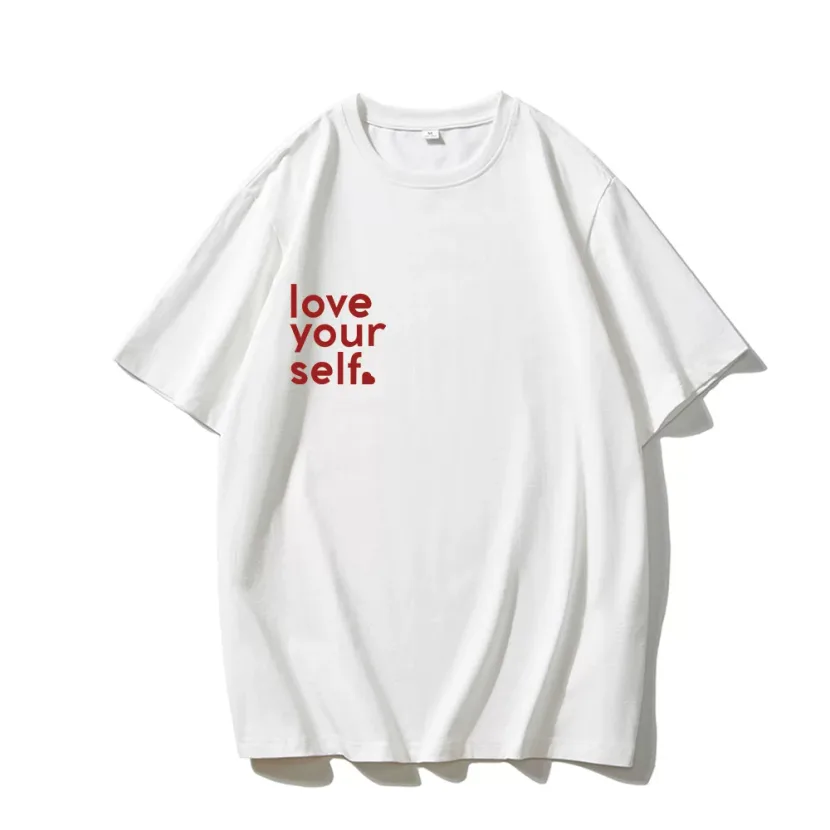 Womens Cotton T Shirt Casual Loose Fit Round Neck Summer Essential Letter Print Wholesale Availa
