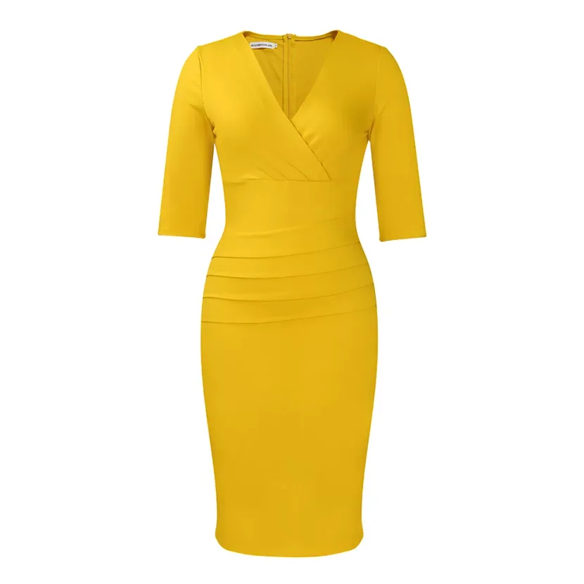 V Neck Bodycon Dress Elegant Style Plus Size Suitable for Office Wear Wholesale Availability