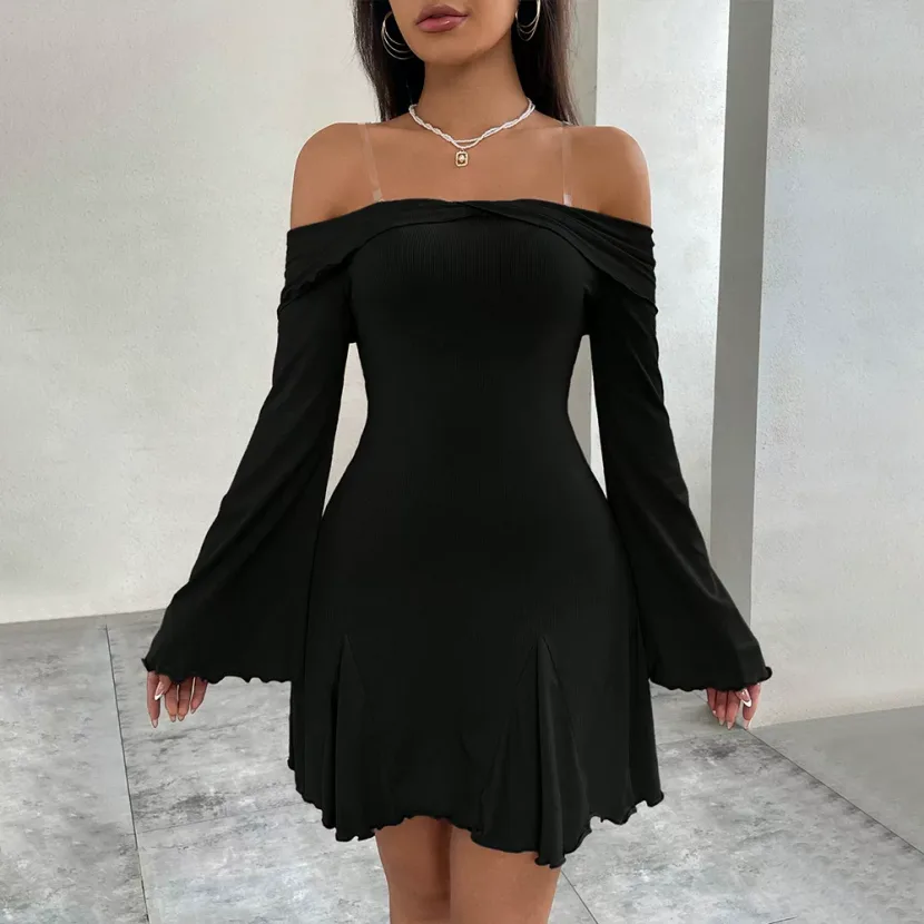 Elegant Off Shoulder Bodycon Dress Sexy Chic Spring Summer Style Perfect for Parties and Night O