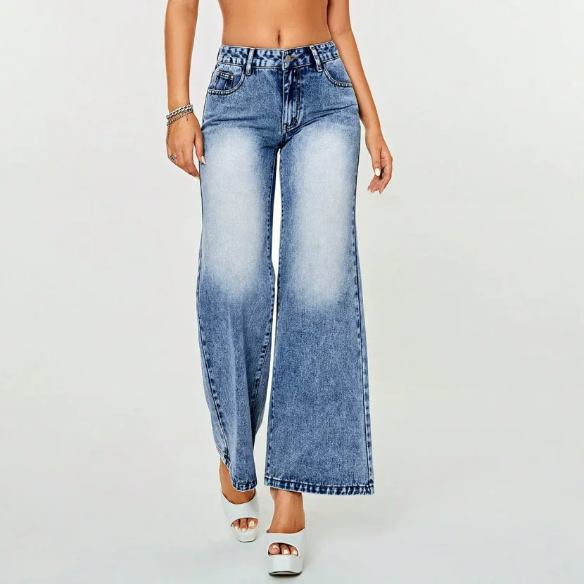 High Waisted Casual Straight Leg Wide Leg Jeans Womens Fashion Trendy Style Comfortable Fit Whol