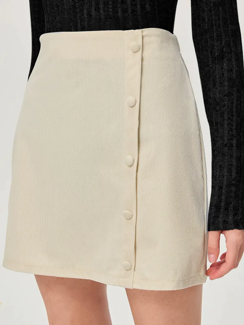 Corduroy Midi Skirt Elegant Design High Quality Fabric Versatile Style Perfect for Casual and Fo