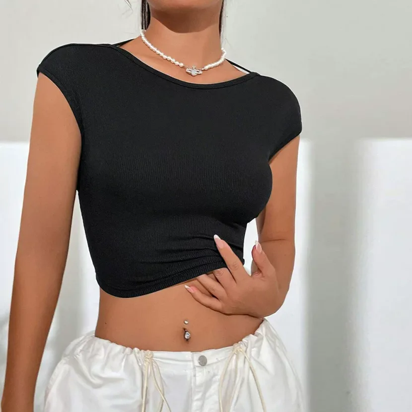 Womens Sexy Backless T Shirt Short Sleeve Sweet and Spicy Style Spring Summer Fashion Wholesale