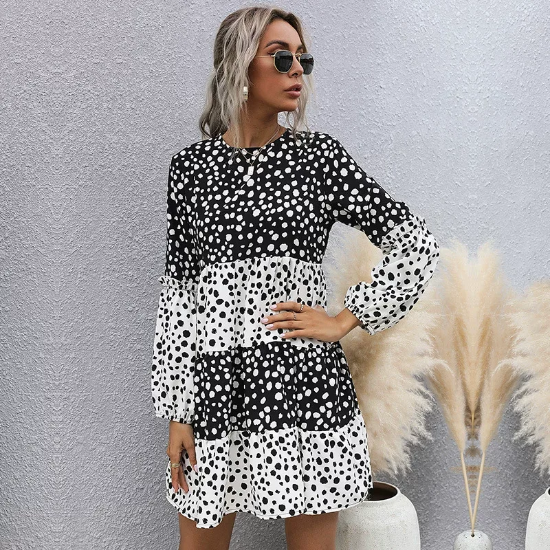 Womens Loose Fit Long Sleeve Dress Zebra Print Casual Summer Wear Available in Multiple Sizes Wholesale