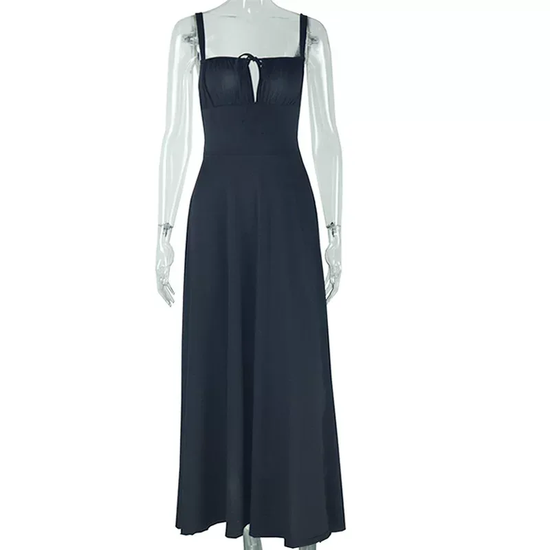 Casual Midi Dress Slim Fit Split Hem Lace Up Design Chic Style for Outings Wholesale Available
