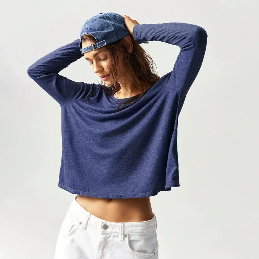 Casual Loose Fit Long Sleeve T Shirt Solid Color Backless Design Spring Summer Style Wholesale A