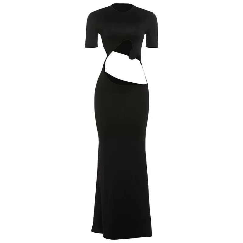 Womens Bodycon Dress Sexy Hollow Design Short Sleeve Solid Color Spring Fashion Wholesale Availa