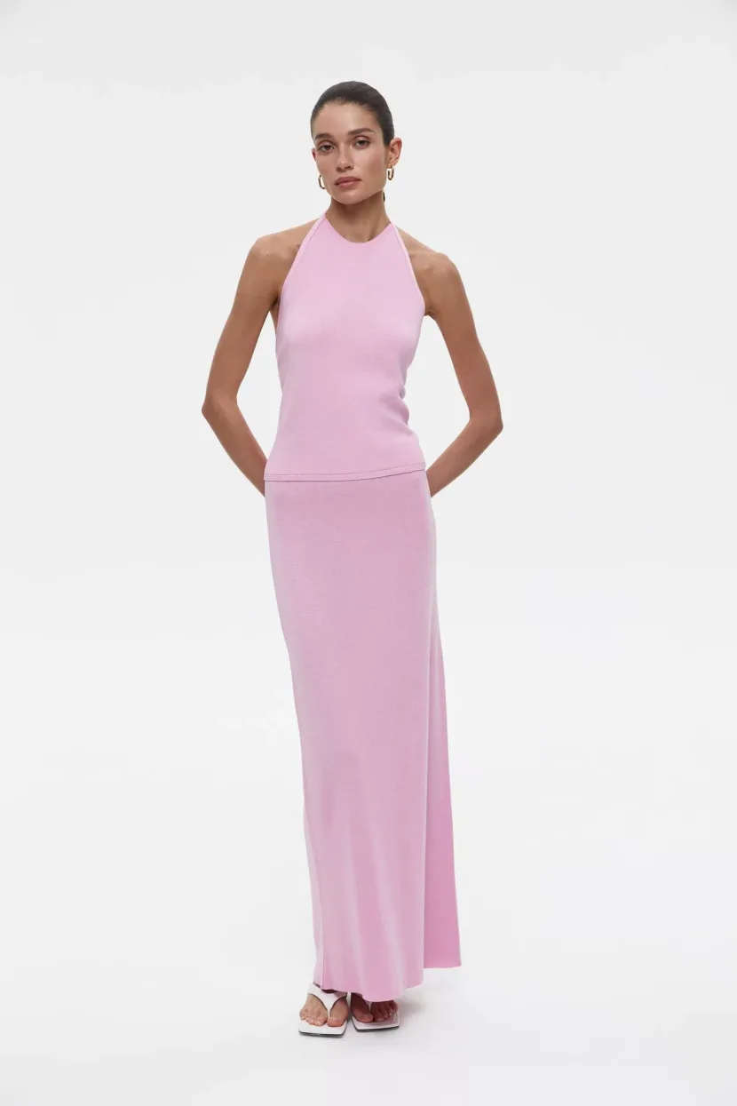 Backless Halter Top and Long Skirt Set Elegant Versatile Sexy Perfect for Parties and Beach Wear